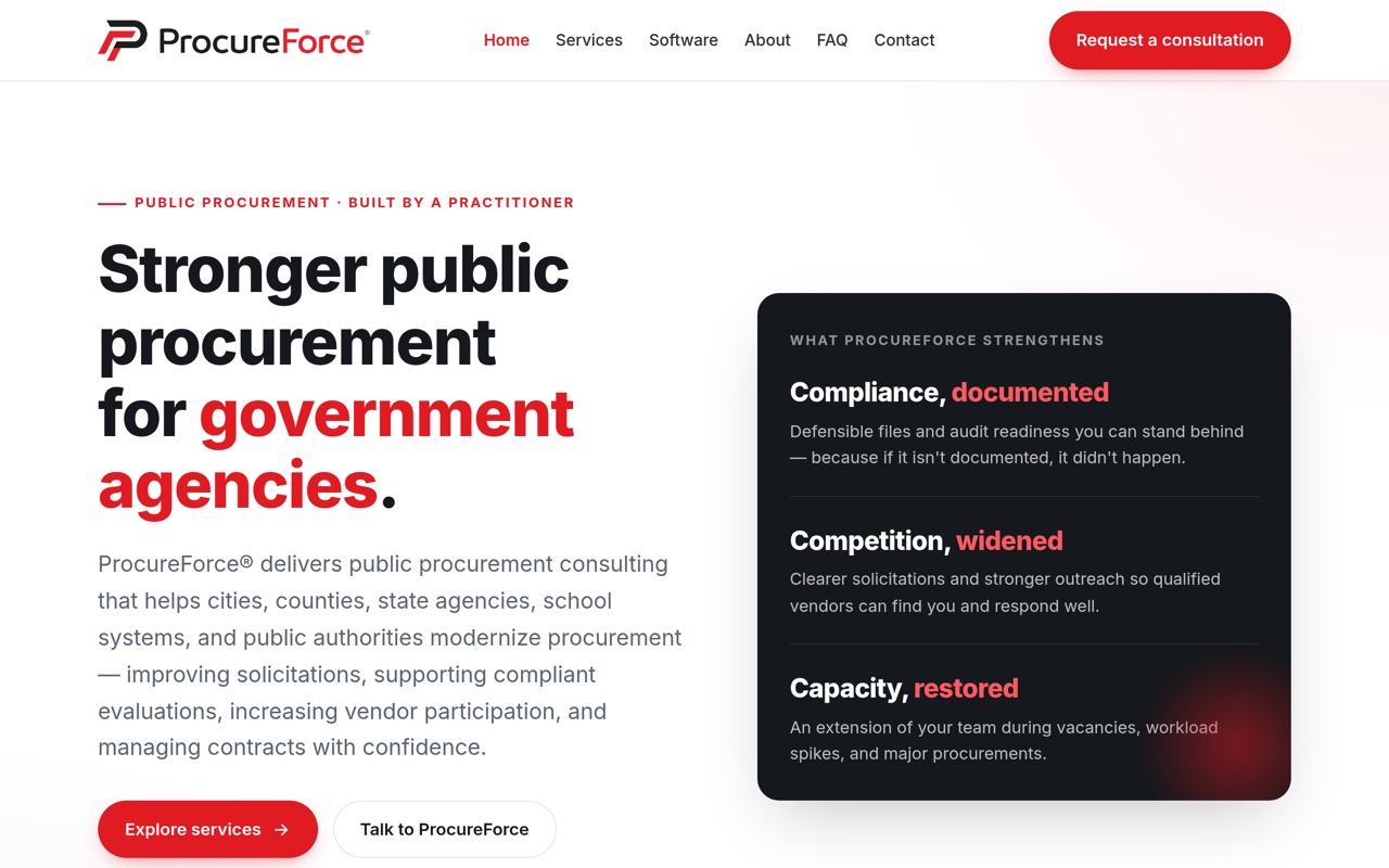 ProcureForce website built by Mama Made Us